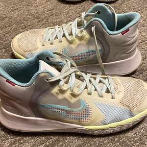 Nike Cream and Blue High-Top Sneakers